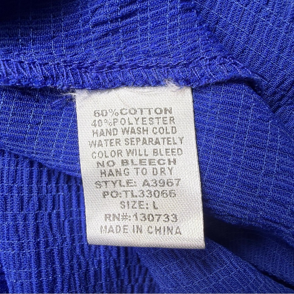 Umgee Royal Blue Blouse with White Lace Yoke - Picture 4 of 4